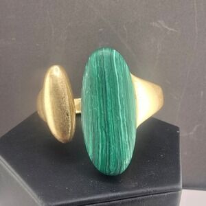 Vintage RLM SOHO Bangle Bracelet Green Gold Tone Bypass Hinge 6.25